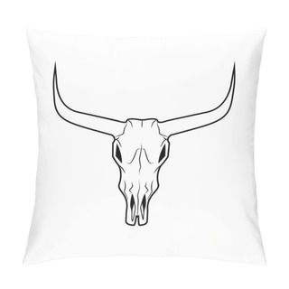 Personality  Bull Skull With Horns, Native Americans Sign, Flat Illustration Isolated On The White Background  Pillow Covers