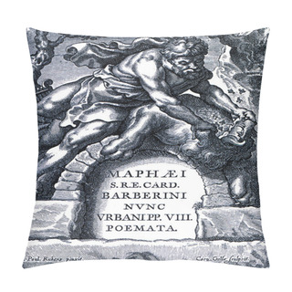 Personality  Title-page Of The Poems Of Pope Urban VIII With Engraving Galle Pillow Covers
