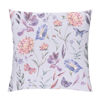 Personality  Watercolor Botanical Wildflowers Seamless Pattern Pillow Covers