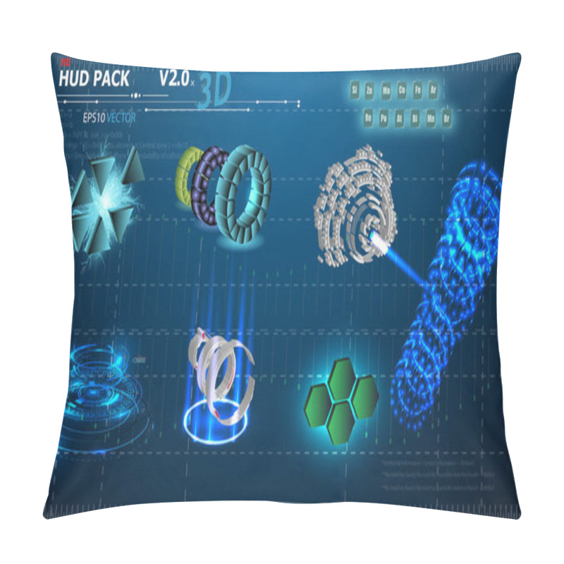 Personality  Fantastic abstract background with different set 3d elements of the HUD. Big set of various HUD elements. Charts, ratings style  pillow covers