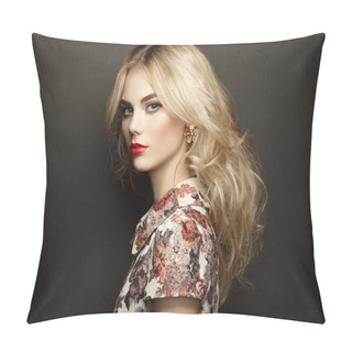 Personality  Portrait Of Beautiful Sensual Woman With Elegant Hairstyle Pillow Covers