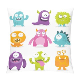 Personality  Series Of Vector Illustrated Cartoon Monsters Pillow Covers