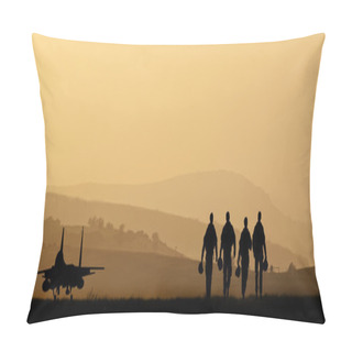 Personality  Silhouette Of Military Attack Aircraft Against Vibrant Sunset Sk Pillow Covers