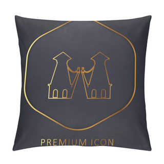 Personality  Antioquia Bridge Silhouette, Monument Of Colombia Country Golden Line Premium Logo Or Icon Pillow Covers