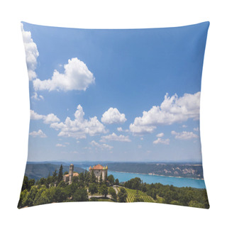 Personality  Aerial View Of Tranquil Landscape With Beautiful Architecture And Majestic Nature In Provence, France Pillow Covers