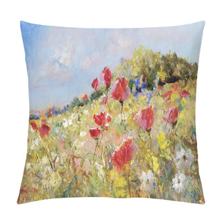 Personality  Painted Poppies On Summer Meadow Pillow Covers