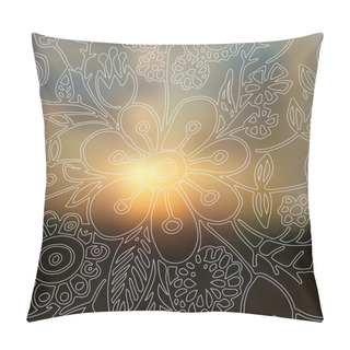 Personality  Sky Blurred Defocused Landscape Background With Hand-drawn Lace. EPS 10. Pillow Covers