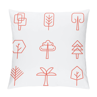Personality  Tree Icons, Flat Design, Thin Line Style Pillow Covers
