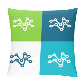 Personality Analytics Hand Drawn Lines Flat Four Color Minimal Icon Set Pillow Covers