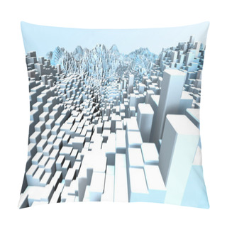 Personality  Abstract Grid Shape Landscape Background. 3D Rendering Pillow Covers