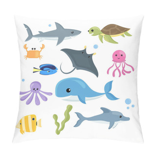 Personality  Vector Set Of Sea Creatures Pillow Covers