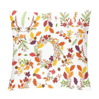 Personality  Vector Collection Of Autumn And Thanksgiving Themed Floral Elements Or Laurels Pillow Covers