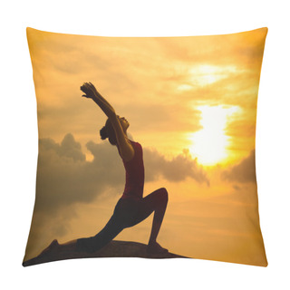 Personality  Young Asian Woman Practicing Yoga Pillow Covers