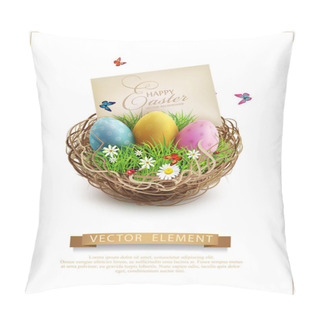 Personality  Easter Eggs In A Wicker Nest Pillow Covers
