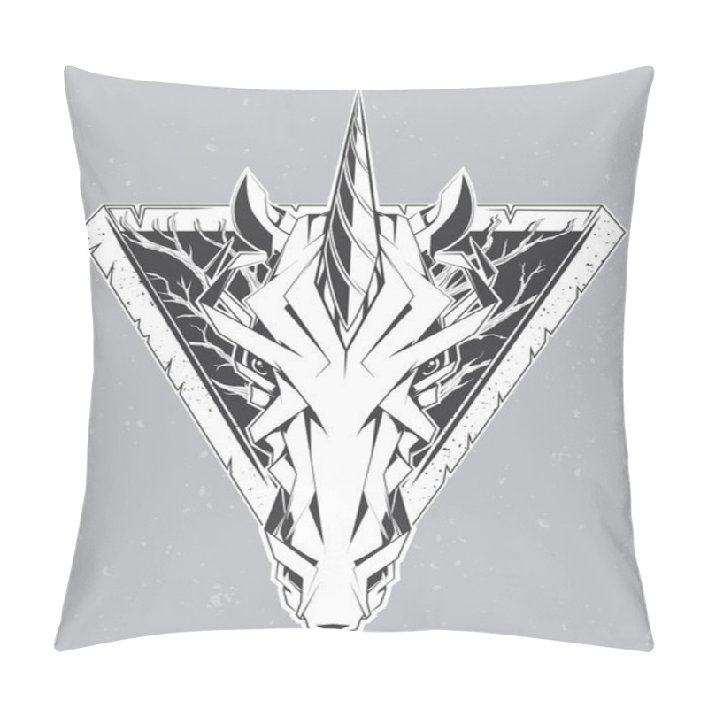 Personality  Vector illustration with unicorn head. pillow covers