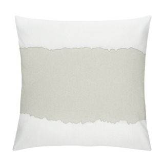 Personality  Ripped White Textured Paper With Copy Space On Grey Background  Pillow Covers