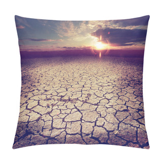 Personality  Dramatic Landscape And Ecology.Warming And Environment.Desert Storm And Dry Soil Pillow Covers