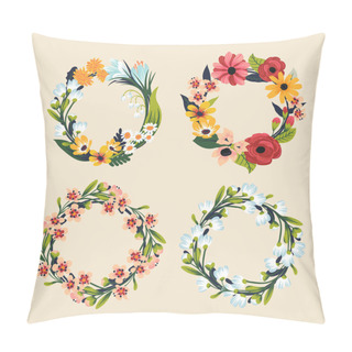 Personality  Beautiful Set Of Floral Wreaths. Pillow Covers