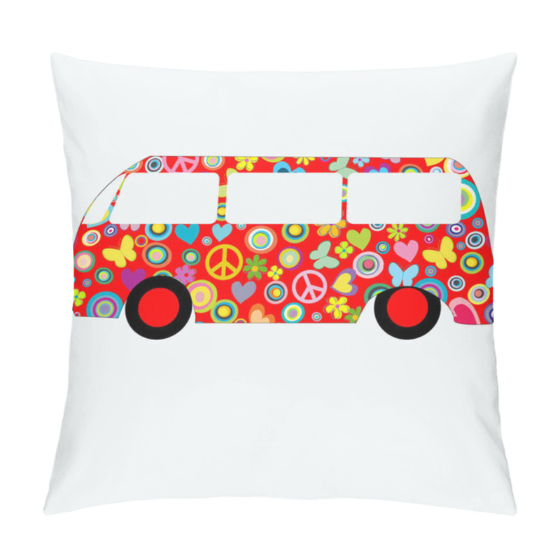 Personality  Flower Power Van Isolated On White Background Pillow Covers