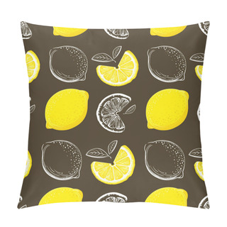 Personality  Lemon Seamless Pattern. Colorful Sketch Lemons. Citrus Fruit Background. Elements For Menu, Greeting Cards, Wrapping Paper, Cosmetics Packaging, Posters Etc Pillow Covers