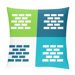 Personality  Brick Wall Flat Four Color Minimal Icon Set Pillow Covers