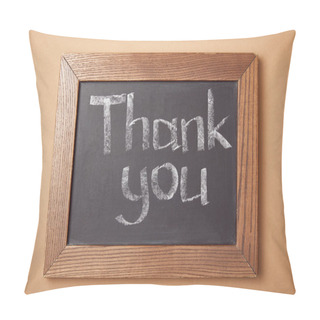 Personality  Chalkboard With Thank You Lettering On Beige Background Pillow Covers