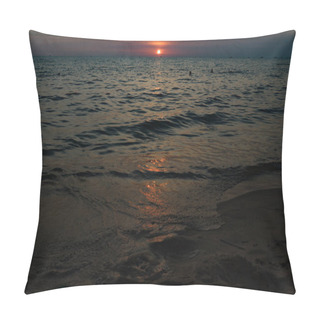Personality  Landscape Of Beautiful Sunset In Phu Quoc Island Sandy Beach With Colorful Sky And Dramatic Clouds Over Wavy Sea Pillow Covers