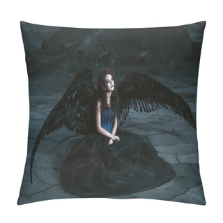 Personality  Angel With Black Wings Pillow Covers
