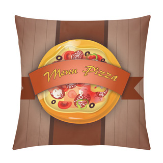 Personality  Design Menu With Pizza. Vector Illustration Pillow Covers