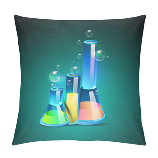 Personality  Three Laboratory Bottles. Vector Pillow Covers
