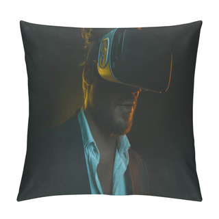 Personality  Man Using Virtual Reality Headset Pillow Covers