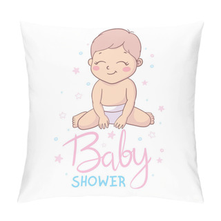 Personality  Inscription Baby Shower Greeting Card With Baby Boy And Girl Pillow Covers