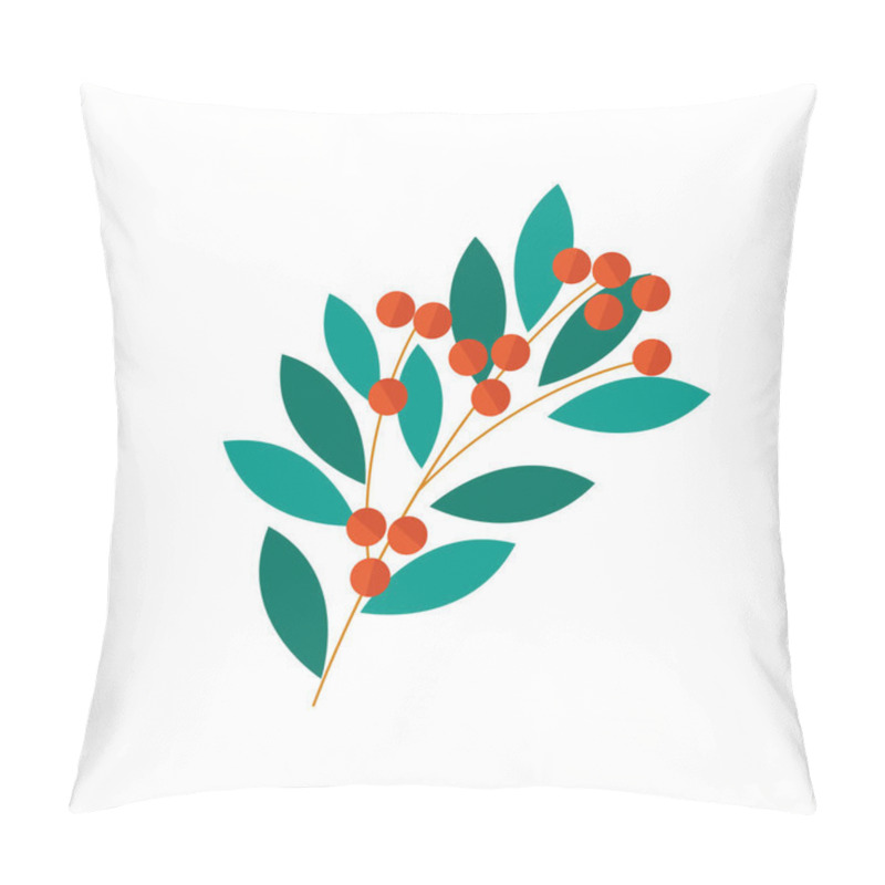 Personality  Vector Red Winterberry On A White Background Vector Pillow Covers