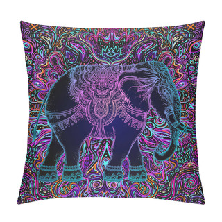 Personality  Beautiful Hand-drawn Tribal Style Elephant. Colorful Paisley Design, Boho Mandala Patterns, Ornaments. Ethnic Background, Spiritual Art, Yoga. Indian God Ganesha, Thai Symbol. Pillow Covers