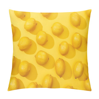 Personality  Top View Of Ripe Lemons On Yellow Background Pillow Covers