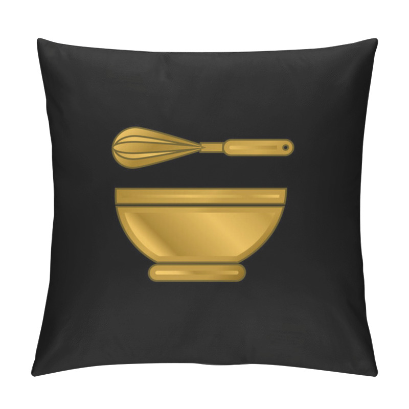 Personality  Bowl gold plated metalic icon or logo vector pillow covers