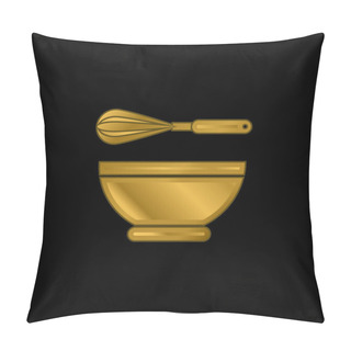 Personality  Bowl Gold Plated Metalic Icon Or Logo Vector Pillow Covers