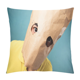 Personality  Young Man With Bag Over Head Looking At Camera Pillow Covers