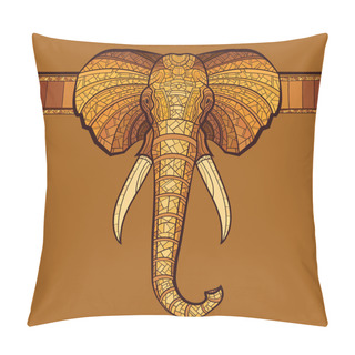 Personality  Elephant Head With Ethnic Ornament Pillow Covers