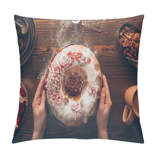 Personality  Hands With Homemade Christmas Cake Pillow Covers