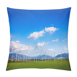 Personality  Windmills On Green Meadow. Spain Pillow Covers