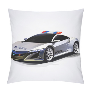 Personality  Illustration Of Police Car. Vector. Pillow Covers