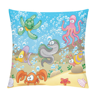 Personality  Family Of Marine Animals In The Sea. Pillow Covers