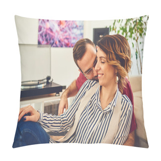 Personality  Happy Young Couple Listening To Music Indoor Pillow Covers