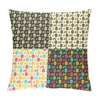 Personality  Colorful Skulls Head On Black Or White Background Pillow Covers