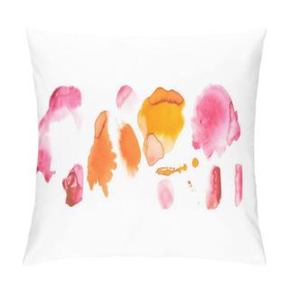 Personality  Abstract Watercolor Pink, Yellow, And Golden Spills Isolated On White Pillow Covers