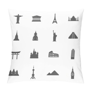 Personality  Travel Landmarks Icon Set Pillow Covers