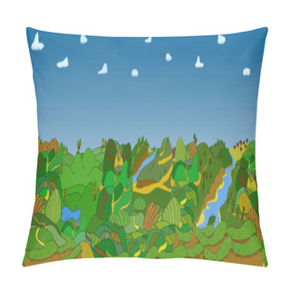 Personality  Beautiful Country Landscape. Vector Illustration Pillow Covers