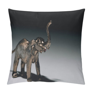 Personality  Golden Toy Elephant With Blood On Tusks On Grey Background, Hunting For Tusks Concept Pillow Covers