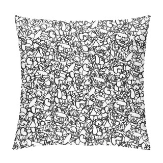 Personality  Vector Illustration Of Icons, Hearts, Stars, Dots. Black And White Symbols Pillow Covers